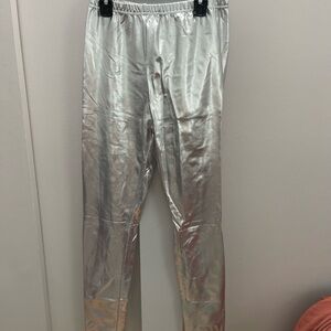 Shiny Silver Metallic Leggings